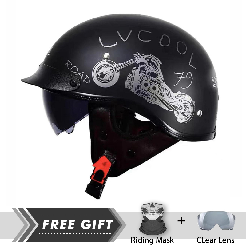 Motorcycle Gear Store - Men Women Half Face Helmet ABS